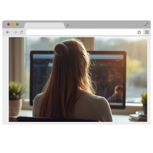 a girl in front of a laptop